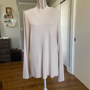 Elegant Cream Mockneck Tunic Sweater
